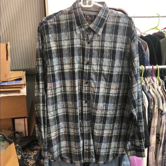 John Randall Other - John Randall Blue and Black Casual Button Down Shirt